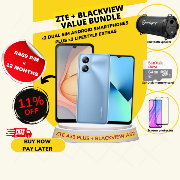 ZTE BLADE A33 PLUS + BLACKVIEW A52 + 4 LIFESTYLE EXTRAS