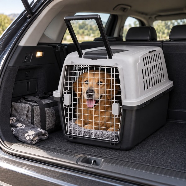 Pet Airline-Approved Carrier Contains Plate