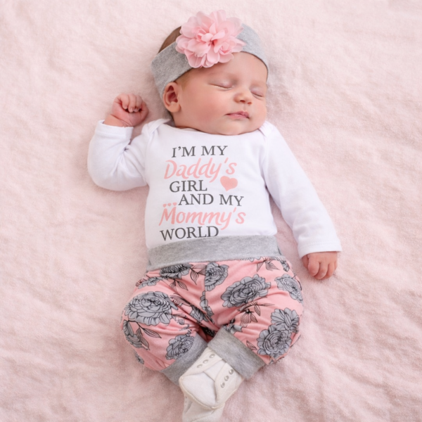 Newborn Floral 4 Piece Outfit – Daddy’s Girl