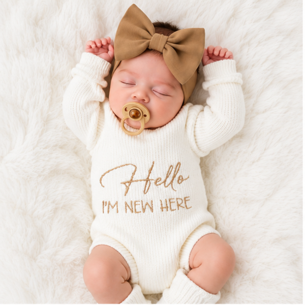 Caramel bow & Cream Knit set