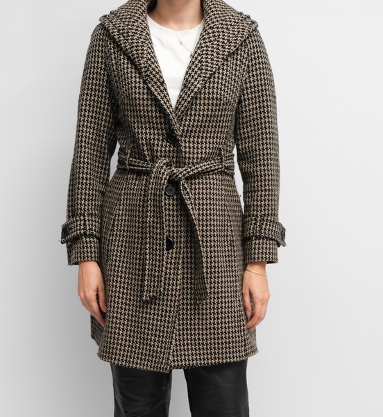 Karen Millen Houndstooth Wool Blend Coat