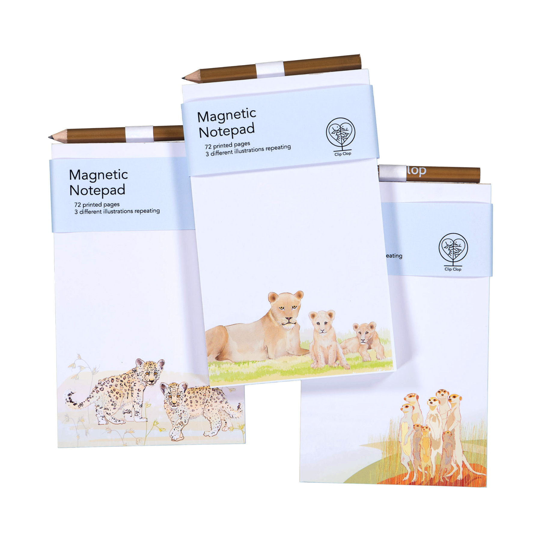 Notepads Clip Clop Size 90 x 146mm Each notepad has a pencil, a strong and