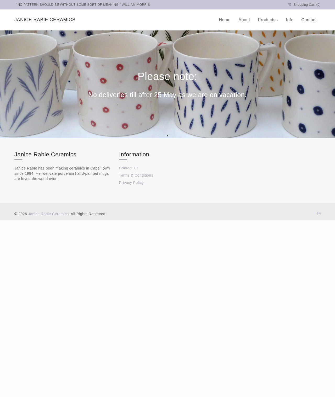 Janice Rabie Ceramics — a store built on Shopstar